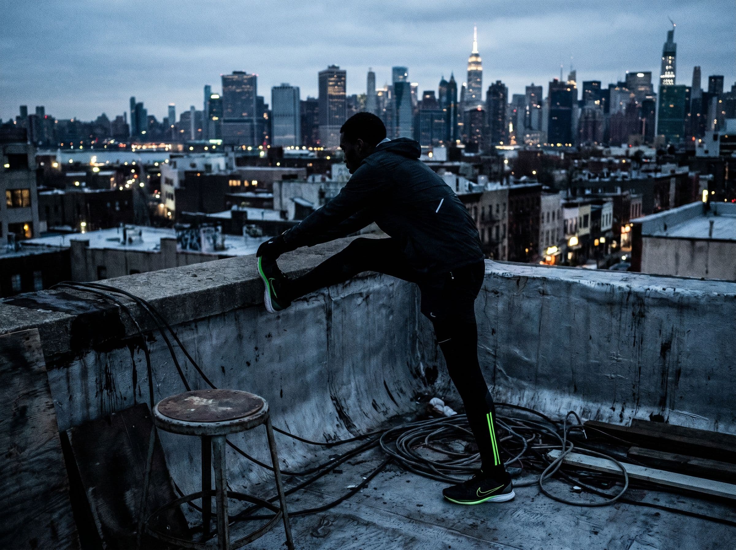 Sportives à l'entraînement — pause après cours collectif, registre Bandit Running NYC